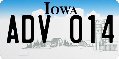 IA license plate ADV014