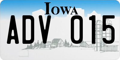 IA license plate ADV015