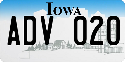 IA license plate ADV020