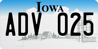 IA license plate ADV025