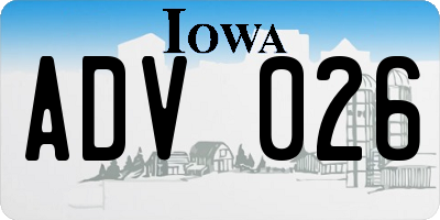IA license plate ADV026