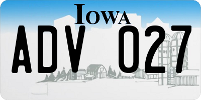 IA license plate ADV027
