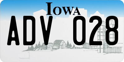 IA license plate ADV028