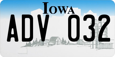 IA license plate ADV032