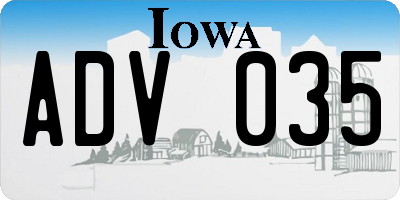 IA license plate ADV035