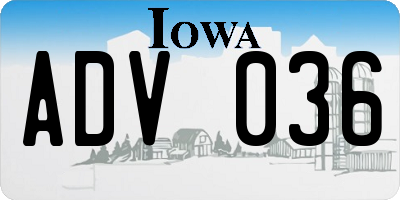 IA license plate ADV036