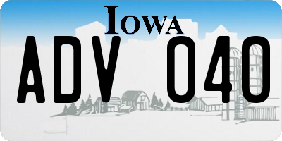 IA license plate ADV040