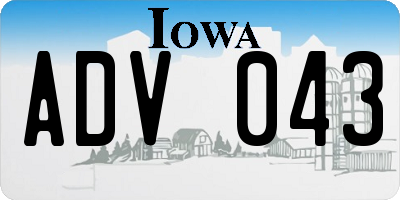 IA license plate ADV043