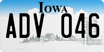 IA license plate ADV046
