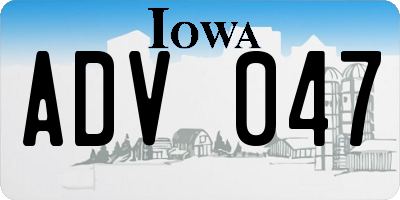IA license plate ADV047