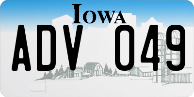 IA license plate ADV049