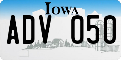IA license plate ADV050
