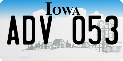 IA license plate ADV053