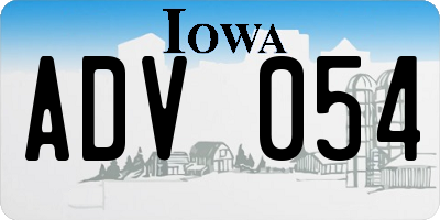 IA license plate ADV054