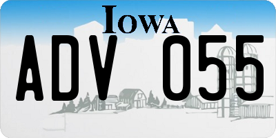 IA license plate ADV055