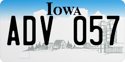 IA license plate ADV057