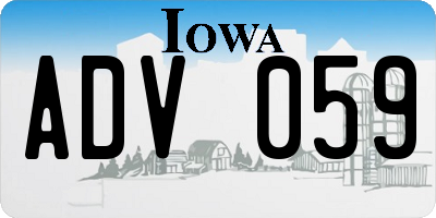 IA license plate ADV059