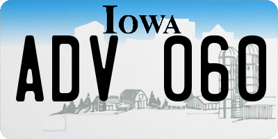 IA license plate ADV060