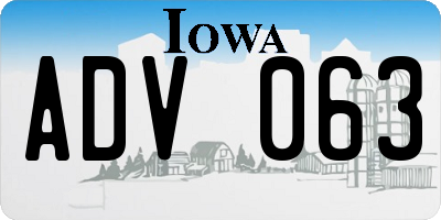 IA license plate ADV063