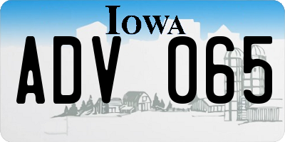 IA license plate ADV065