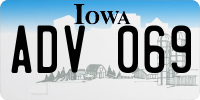 IA license plate ADV069