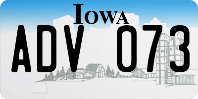 IA license plate ADV073