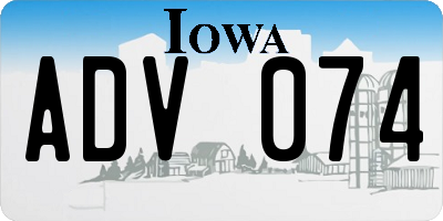IA license plate ADV074