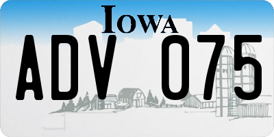 IA license plate ADV075