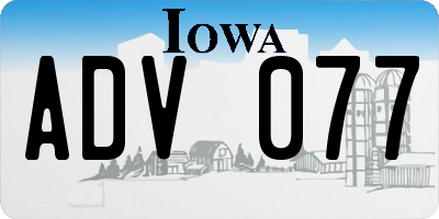 IA license plate ADV077