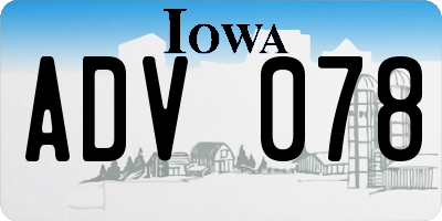 IA license plate ADV078