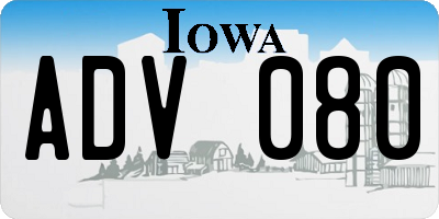IA license plate ADV080