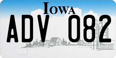 IA license plate ADV082