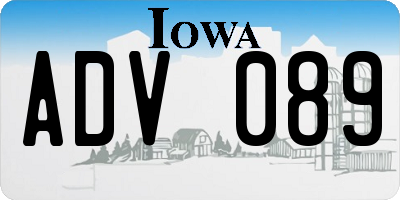 IA license plate ADV089