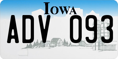 IA license plate ADV093