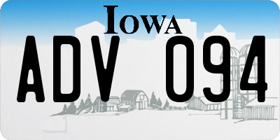 IA license plate ADV094