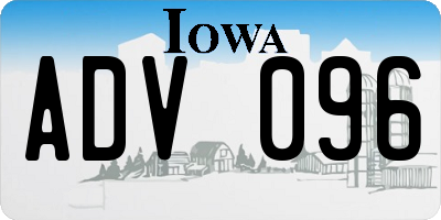 IA license plate ADV096