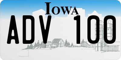 IA license plate ADV100