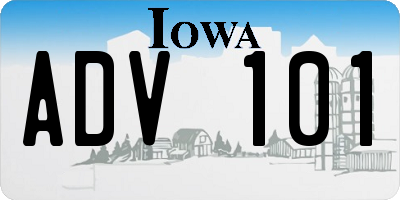 IA license plate ADV101