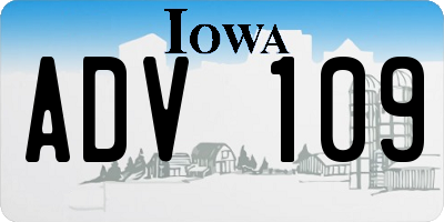 IA license plate ADV109