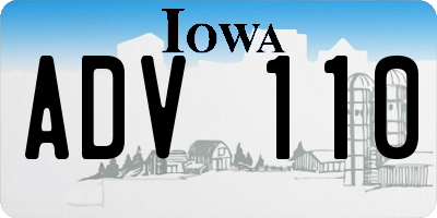 IA license plate ADV110