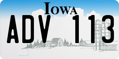 IA license plate ADV113
