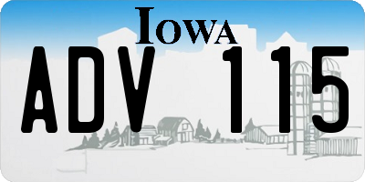 IA license plate ADV115