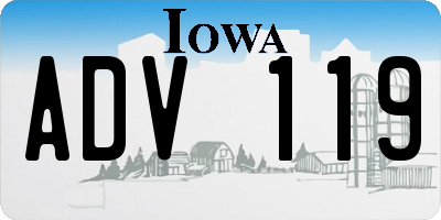 IA license plate ADV119