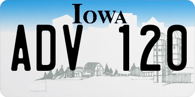 IA license plate ADV120