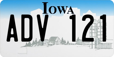 IA license plate ADV121