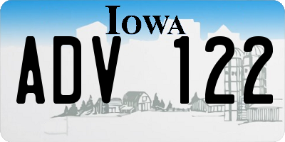 IA license plate ADV122