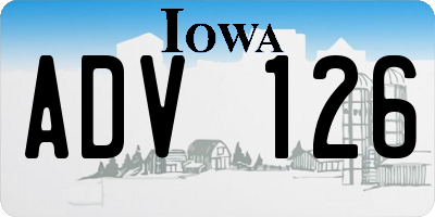 IA license plate ADV126