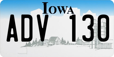 IA license plate ADV130
