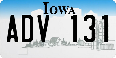 IA license plate ADV131