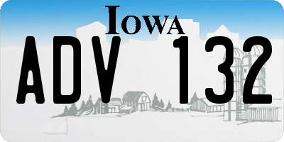 IA license plate ADV132